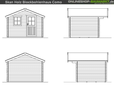 Skan Holz Blockbohlenhaus Como Größe 2, 300 x 250 cm