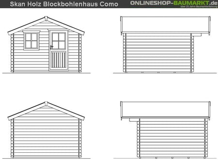 Skan Holz Blockbohlenhaus Como Größe 3, 300 x 300 cm