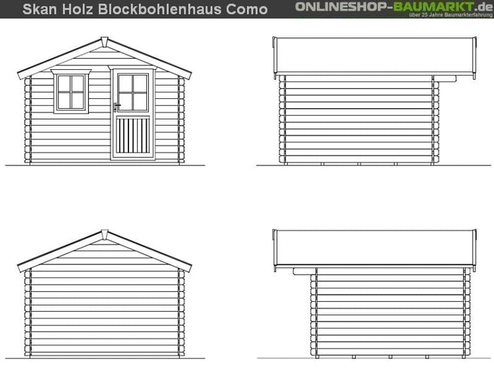 Skan Holz Blockbohlenhaus Como Größe 3, 300 x 300 cm