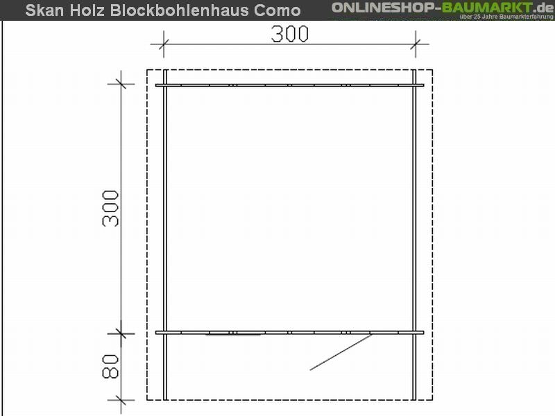 Skan Holz Blockbohlenhaus Como Größe 3, 300 x 300 cm
