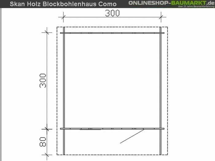 Skan Holz Blockbohlenhaus Como Größe 3, 300 x 300 cm