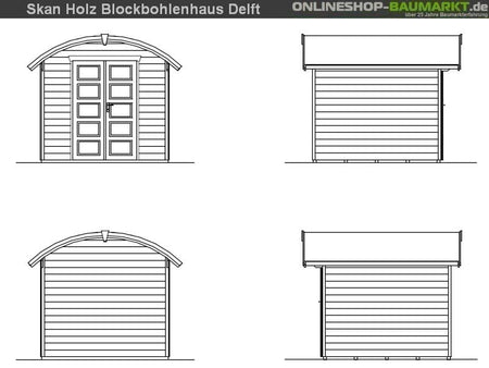 Skan Holz Blockbohlenhaus Delft in schiefergrau, 250 x 250 cm