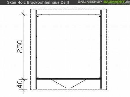 Skan Holz Blockbohlenhaus Delft in schwedenrot, 250 x 250 cm