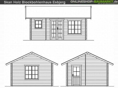 Skan Holz Blockbohlenhaus Esbjerg Größe 1, 380 x 520 cm