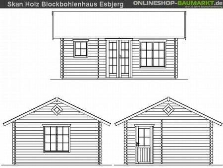 Skan Holz Blockbohlenhaus Esbjerg Größe 2, 420 x 560 cm