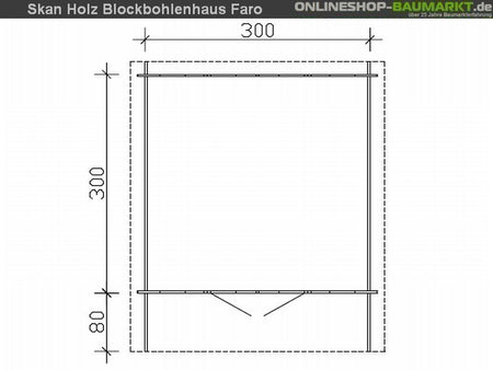 Skan Holz Blockbohlenhaus Faro Größe 3, 300 x 300 cm