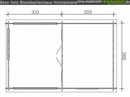 Skan Holz Blockbohlenhaus Holmestrand, 380 x 610 cm