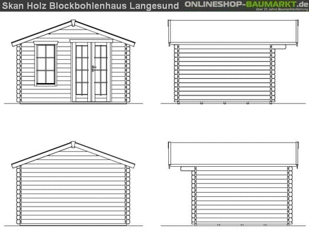 Skan Holz Blockbohlenhaus Langesund Größe 2, 340 x 300 cm