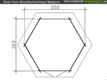 Skan Holz Blockbohlenhaus Madeira 2, 350 x 303 cm