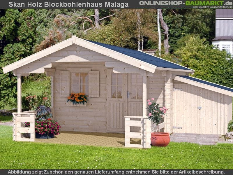 Skan Holz Blockbohlenhaus Malaga Größe 1, 340 x 300 cm