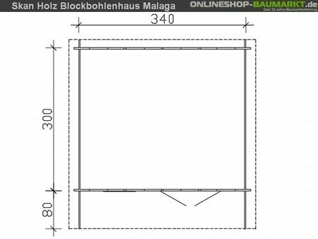 Skan Holz Blockbohlenhaus Malaga Größe 1, 340 x 300 cm