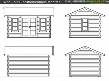 Skan Holz Blockbohlenhaus Montreal 1 70plus, 420 x 300 cm