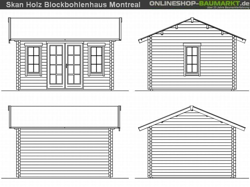 Skan Holz Blockbohlenhaus Montreal 2 70plus, 420 x 380 cm