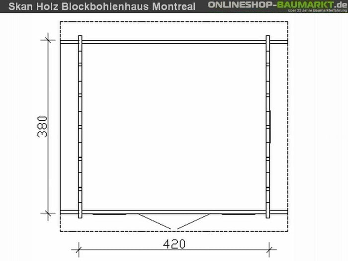 Skan Holz Blockbohlenhaus Montreal 2 70plus, 420 x 380 cm