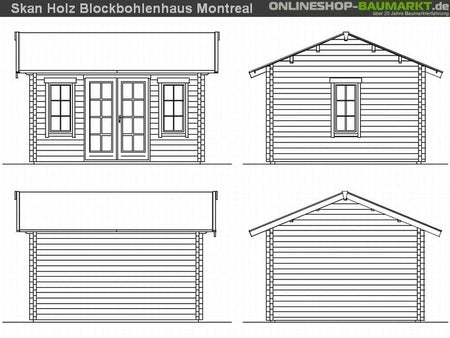 Skan Holz Blockbohlenhaus Montreal 2 70plus, 420 x 380 cm