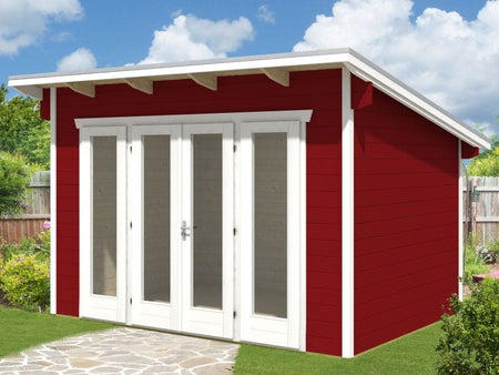 Skan Holz Blockbohlenhaus Ostende 1 in schwedenrot, 350 x 250 cm