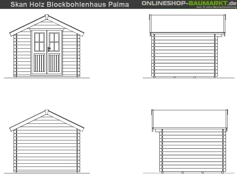 Skan Holz Blockbohlenhaus Palma Größe 2 250 x 250 cm