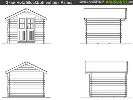 Skan Holz Blockbohlenhaus Palma Größe 2 250 x 250 cm