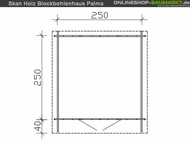 Skan Holz Blockbohlenhaus Palma Größe 2 250 x 250 cm