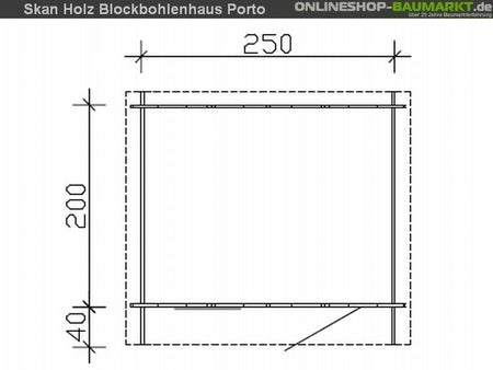 Skan Holz Blockbohlenhaus Porto Größe 1, 250 x 200 cm