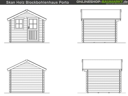 Skan Holz Blockbohlenhaus Porto Größe 2 250 x 250 cm