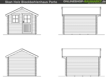 Skan Holz Blockbohlenhaus Porto Größe 3 250 x 300 cm