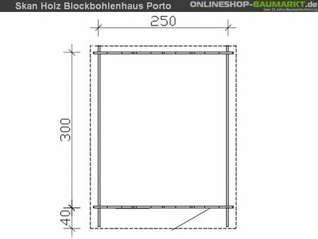 Skan Holz Blockbohlenhaus Porto Größe 3 250 x 300 cm