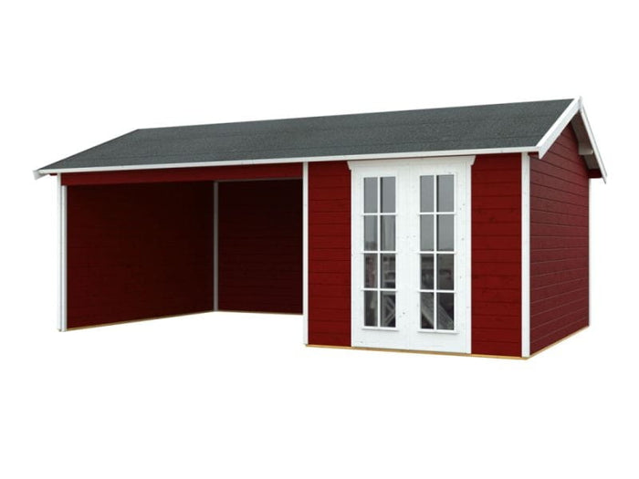 Skan Holz Blockbohlenhaus Tilburg in schwedenrot