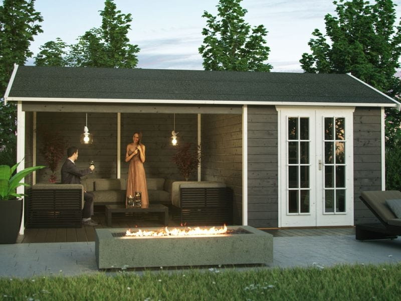 Skan Holz Blockbohlenhaus Tilburg in schiefergrau