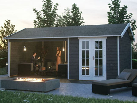 Skan Holz Blockbohlenhaus Tilburg in schiefergrau