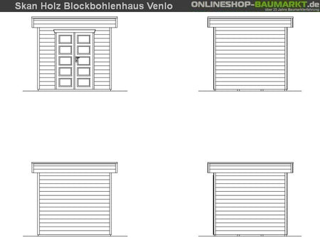 Skan Holz Blockbohlenhaus Venlo Größe 1, 250 x 250 cm