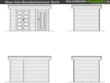 Skan Holz Blockbohlenhaus Venlo Größe 3 mit Abstellraum, 380 x 250 cm