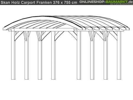 Skan Holz Carport Franken 376 x 755 cm Leimholz
