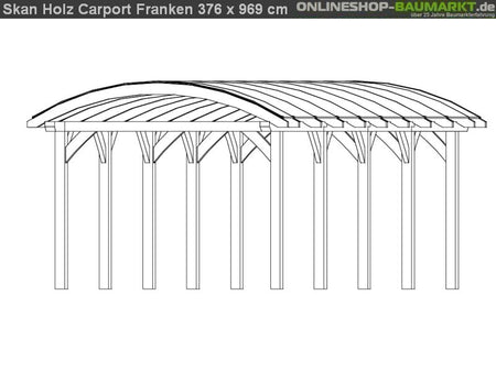 Skan Holz Carport Franken 376 x 969 cm Leimholz