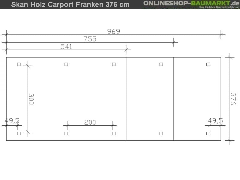 Skan Holz Carport Franken 376 x 969 cm Leimholz