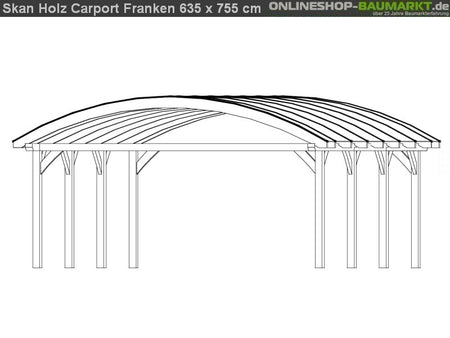 Skan Holz Carport Franken 635 x 755 cm Leimholz