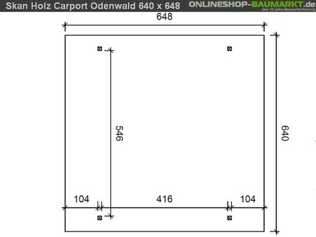 Skan Holz Carport Odenwald 640 x 648 cm Leimholz