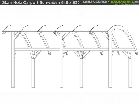 Skan Holz Carport Schwaben 648 x 630 cm Leimholz