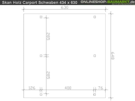 Skan Holz Carport Schwaben 648 x 630 cm Leimholz
