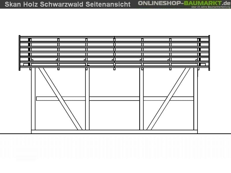 Skan Holz Carport Schwarzwald 424 x 600 cm mit Rückwand