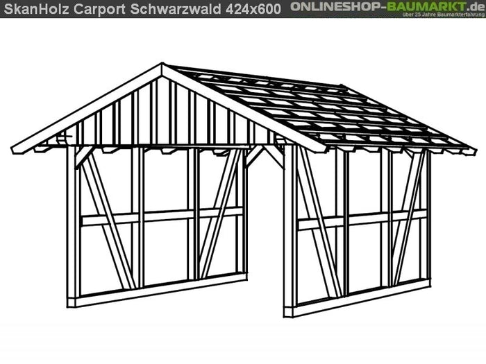 Skan Holz Carport Schwarzwald 424 x 600 cm