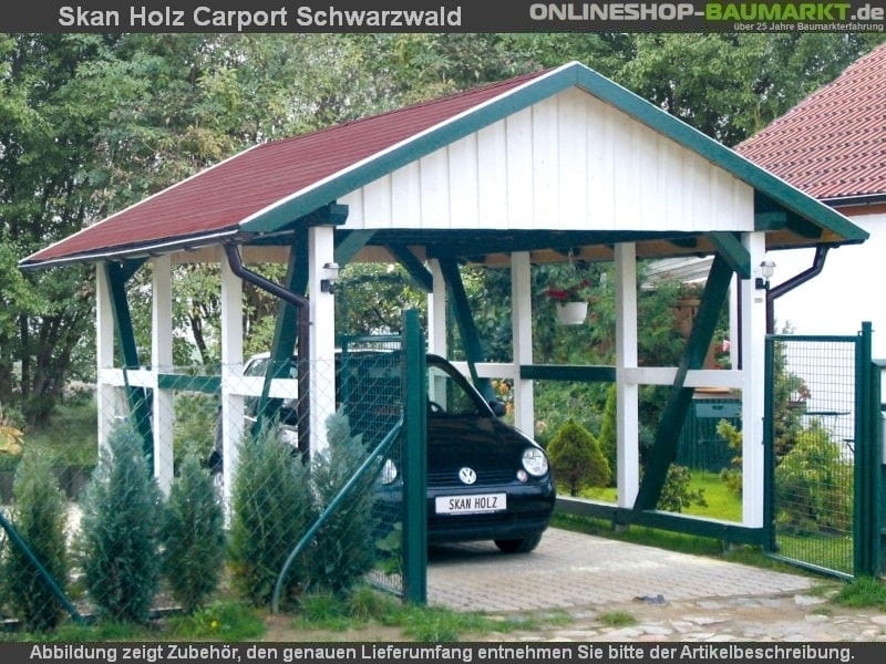 Skan Holz Carport Schwarzwald 424 x 772 cm mit Rückwand