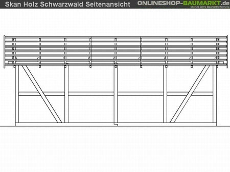 Skan Holz Carport Schwarzwald 424 x 772 cm mit Abstellraum