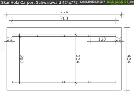 Skan Holz Carport Schwarzwald 424 x 772 cm