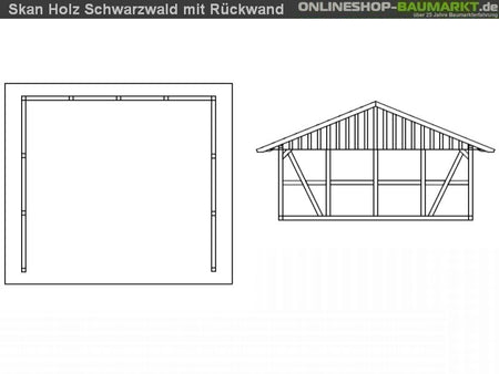 Skan Holz Carport Schwarzwald 684 x 772 cm mit Rückwand