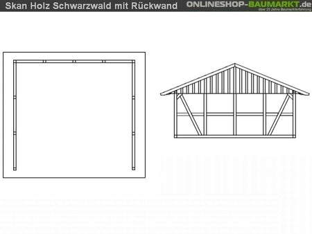 Skan Holz Carport Schwarzwald 684 x 772 cm mit Rückwand