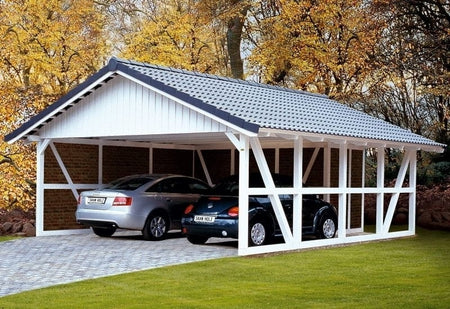 Skan Holz Carport Schwarzwald 684 x 772 cm mit Abstellraum