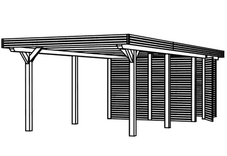 Skan Holz Carport Spessart 355 x 846 cm Leimholz mit Abstellraum