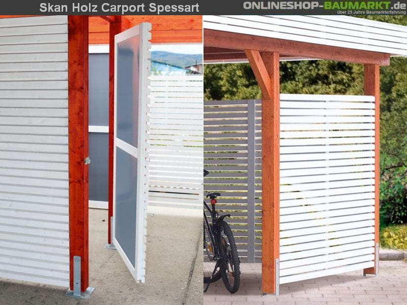 Skan Holz Carport Spessart 355 x 846 cm Leimholz mit Abstellraum