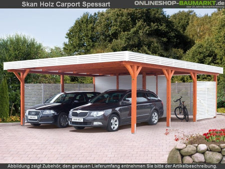 Skan Holz Carport Spessart 355 x 846 cm Leimholz mit Abstellraum